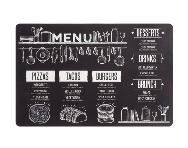 Tischset Menu schwarz