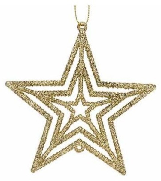 Aufhänger Stern Glitter Gold 10x10cm Kunststoff