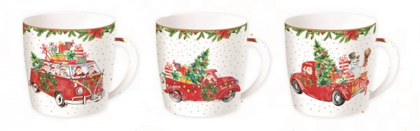Driving Santa 6 Stk. Kaffeetasse im Set, einzel in GB, 350ml