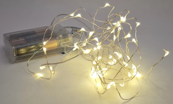 Lichterkette 60er LED mit Timer 325cm, Indoor, aus Metall si