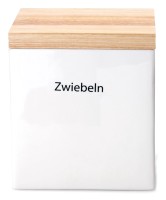 Zwiebelbehälter weiss Holzdeckel, 18x15.5x20.5 cm