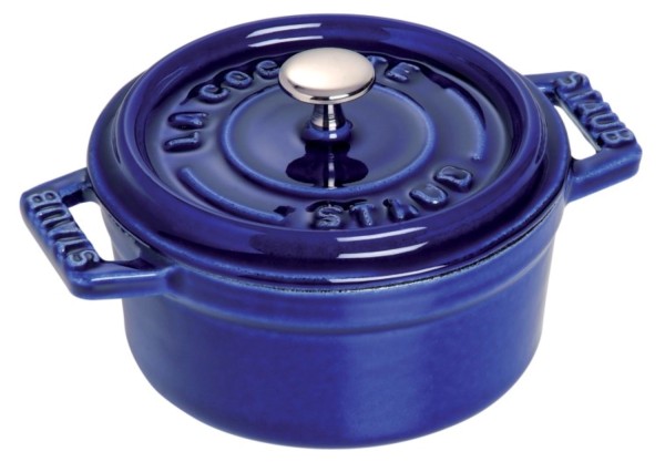 Mini Cocotte 10cm, rund, Dunkelblau, Gusseisen 0.25l