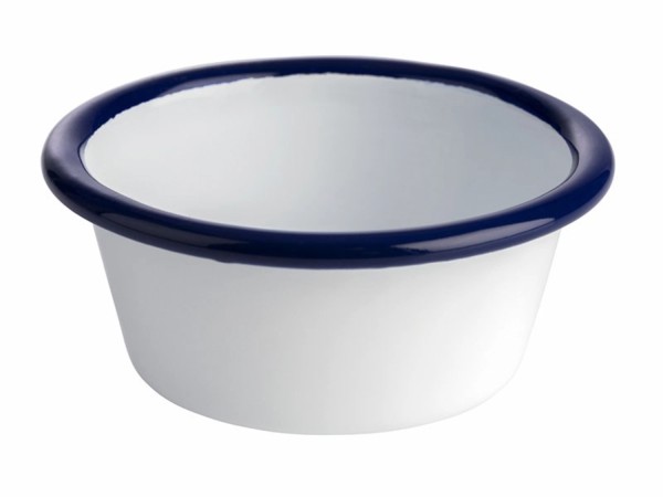 Schale Enamelware D8cm H3.5cm 0.08l weiss/blau