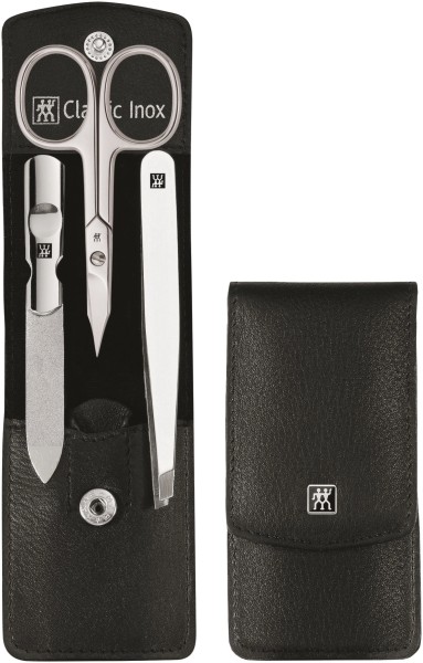 3tlg. Classic Rahmenetui Leder, schwarz