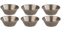 6er Set Dipschälchen D6cm H2.5cm, Edelstahl, Antik grau