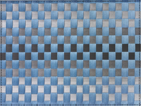 PP-Tischset gewebt, eckig, graublau gestreift, 30x40 cm