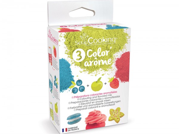 Farbpulver Aroma 3er-Set Erdbeere, Apfel, Heidelbeere 10 g