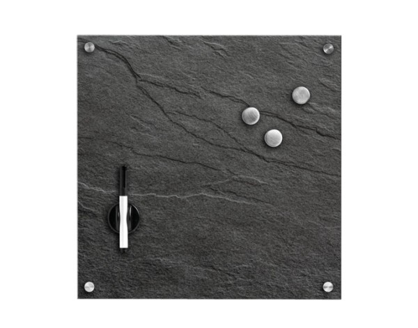 Memobord Glas Schiefer 40x40cm