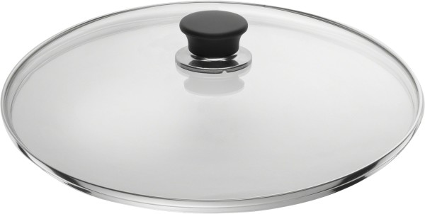 Glasdeckel mit schwarzem Knopf D32cm