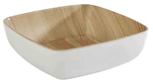 Schale FRIDA 0.85lt., Weiss(aussen)/Holzoptik