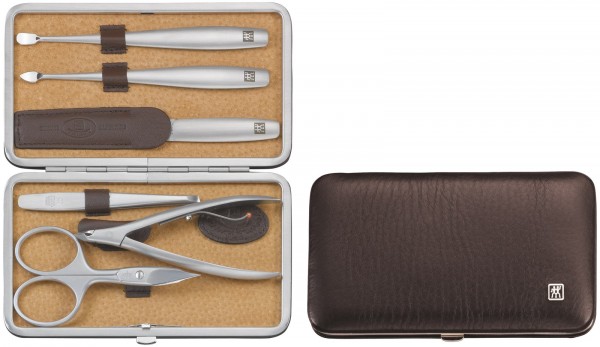 Rahmen-Etui, Elchleder, braun, 6-tlg.