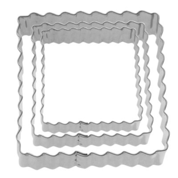 3 Stk. Terrassen-Ausstechformen Quadrat gewellt, 4,5,6cm