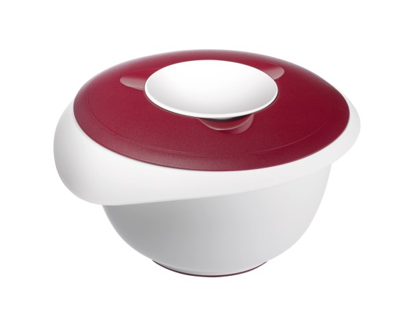 Rührschüssel mit Spritzschutz, rot, 25x24x14cm, 2.5 lt