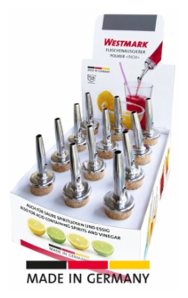 Display mit 12 Stk. Ausgiesser Inox Gastro Naturkorken