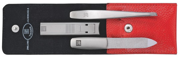 Taschen-Etui, Rindleder, rot, 3-tlg., mit Twin S