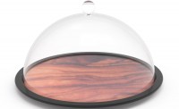 Osmos Käseplatte m. Cloche Olivenholz Optik/schwarz Ø28x16cm