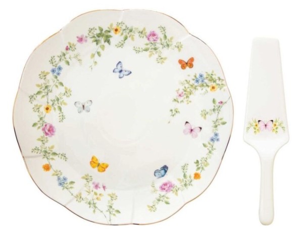 Dancing Butterflies Tortenplatte mit Schaufel D32cm Porz.
