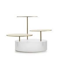 Ice Servierblock mit 3 Tabletts rund D21cm weiss/gold