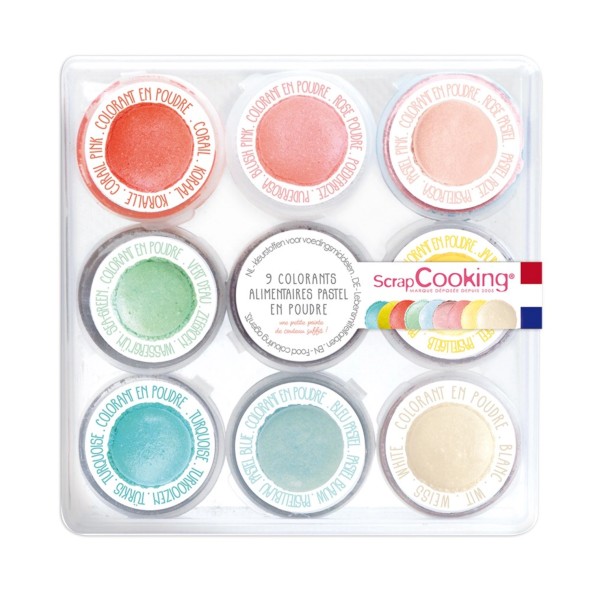 9 Mini-Lebensmittelfarben in Pulverform pastell