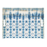 Shibori Tablett m. Griffen 52x37 cm