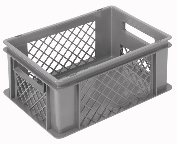 Behälter grau 40x30x17cm Standard Boden geschlos/Wände perfo