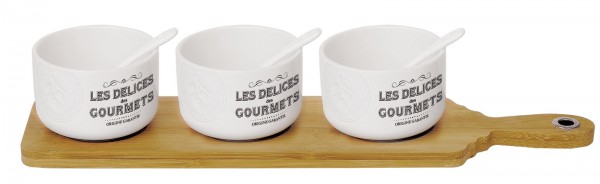Les Delices des Gourmets Appet. Set m. 3 Schalen+Bam. Tabl.