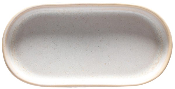 Nótos Platte oval 18.6x9.6cm H2.7cm weiss/sand