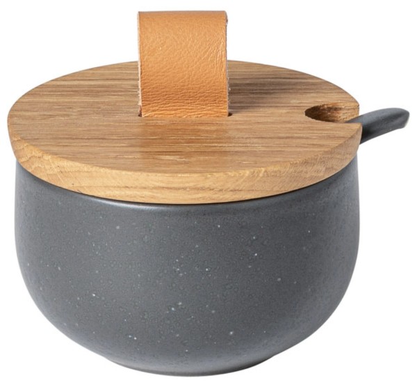 Pacifica Zuckerdose m. Deckel und Löffel D9.2cm seed grey