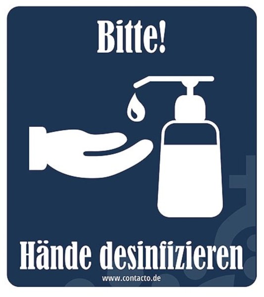Aufkleber Hände desinfizieren 9x8cm