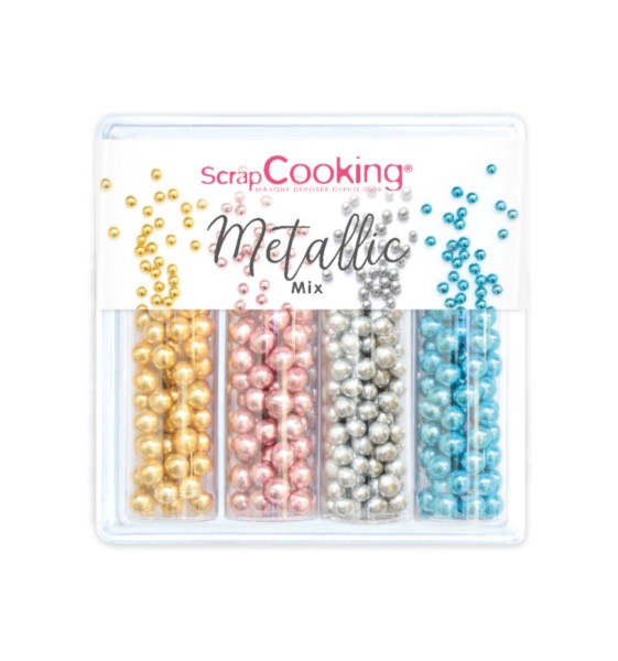 4er Set Zuckerstreusel Mix Perlen metallic 52g