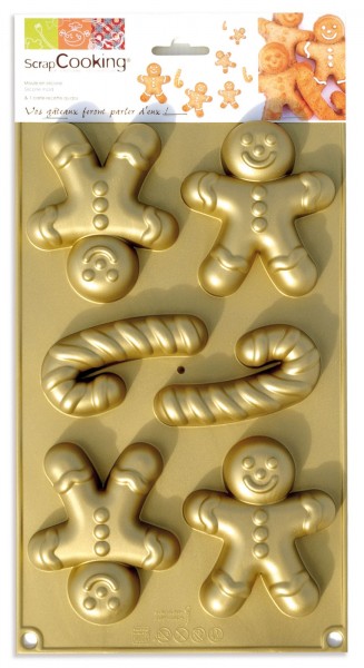 Silikonbackform Lebkuchenmann mini gold
