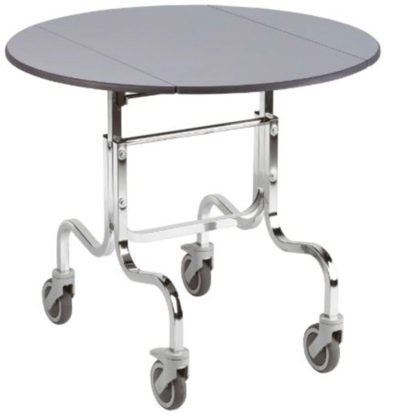 Roomservice Tisch D90cm H77cm auf Rollen, zusammenklappbar