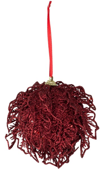 Weihnachtskugel Ball glitter, dunkelrot, 10cm