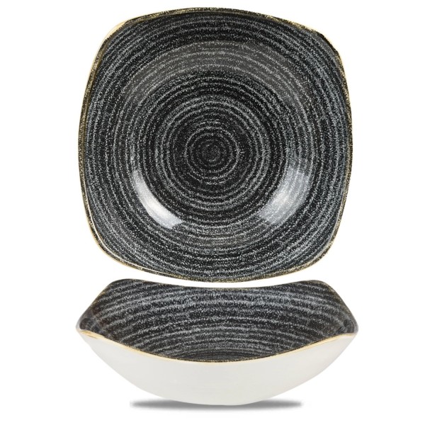 S.P. Homespun Charcoal Black Teller quadratisch tief 23.5cm