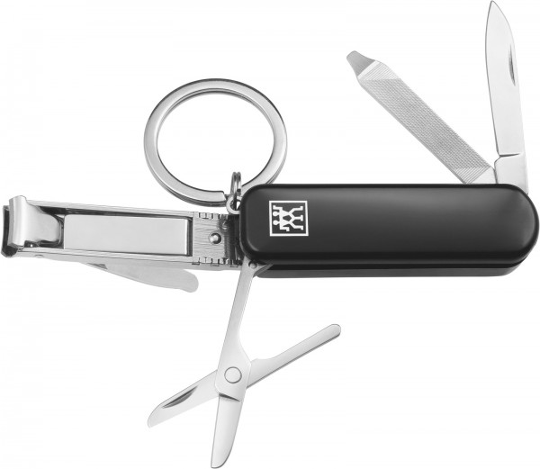 Multi-Tool m. Schlüsselanhänger, schwarz, 57 mm