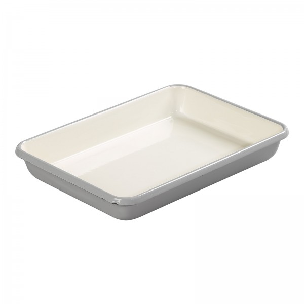 Emaille Brat- und Auflaufform gross, 33x33x5.5 cm, grau