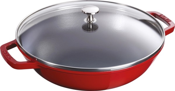 Wok mit Glasdeckel Kirsch-Rot 4.4 lt., 30cm