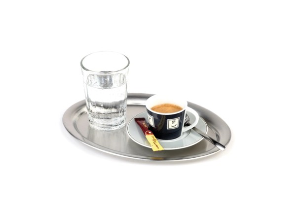 Serviertablett Kaffeehaus oval 26.5x19.5cm matt poliert