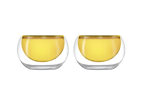 2er Set Glasschalen doppelw. gelb, 180ml