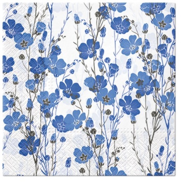 Servietten Lunch 20x Flax plants blau, 33x33cm