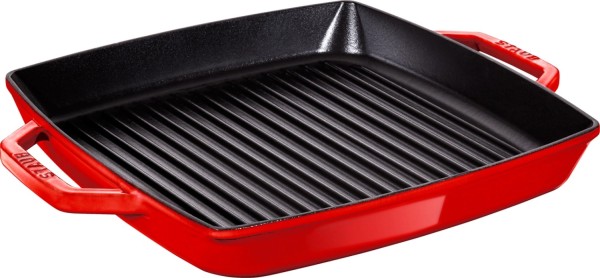 Grillpfanne 28cm, Kirsch-Rot, Gusseisen
