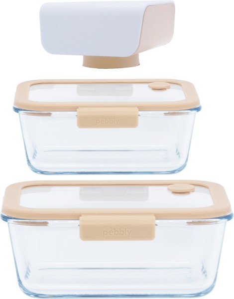 3er Set Vakuum Vorratsdosen mit Vakuum Pumpe Glas