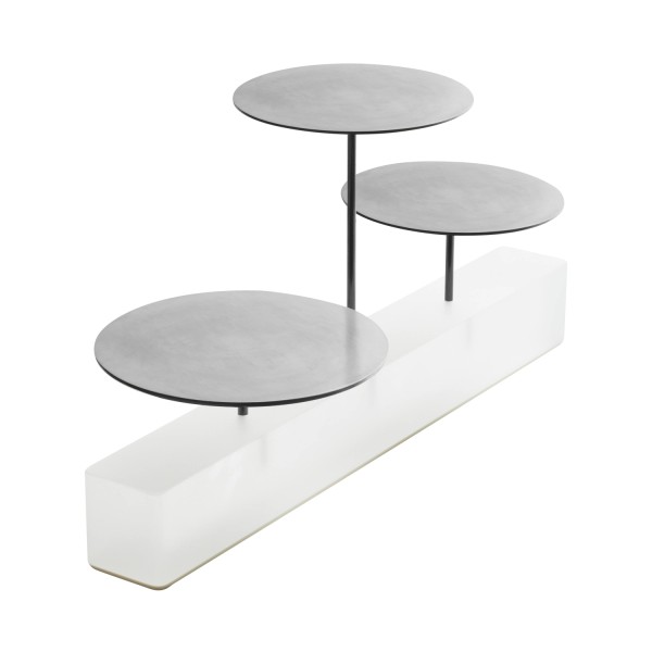 Ice Servierblock mit 3 Tabletts 32x12x16cm weiss/silber