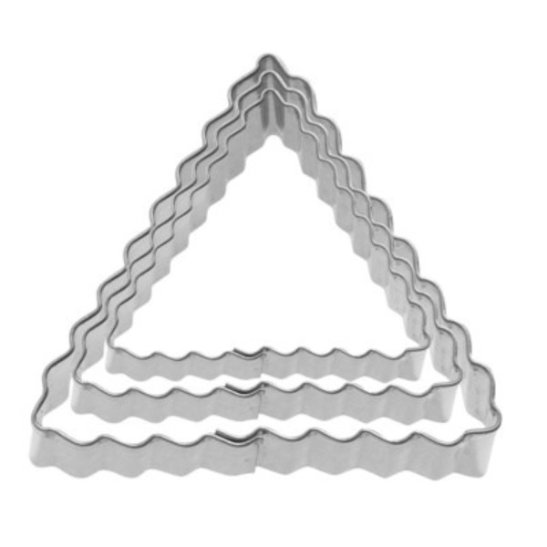 3 Stk. Terrassen-Ausstechformen Dreieck gewellt, 4,5,6cm