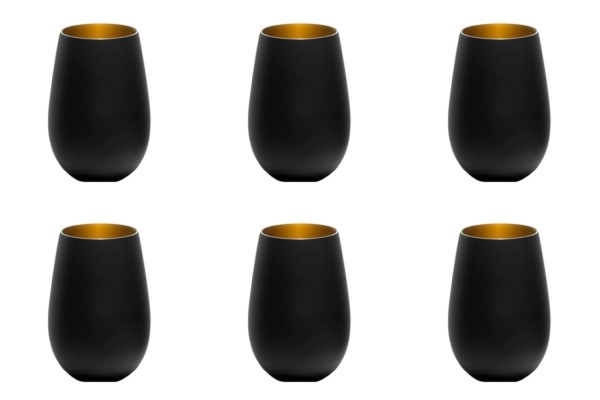 6er Set Elements Becher 465ml schwarz/gold