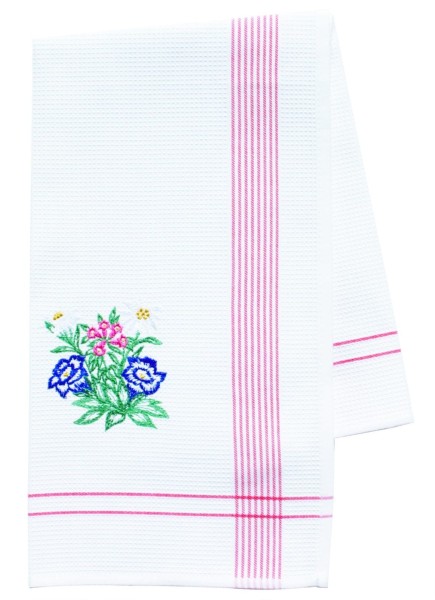 BERGROMANTIK WAFFELTUCH BESTICKT rot