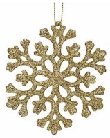 Aufhänger Schneeflocke Glitter Gold 10x10cm Kunststoff