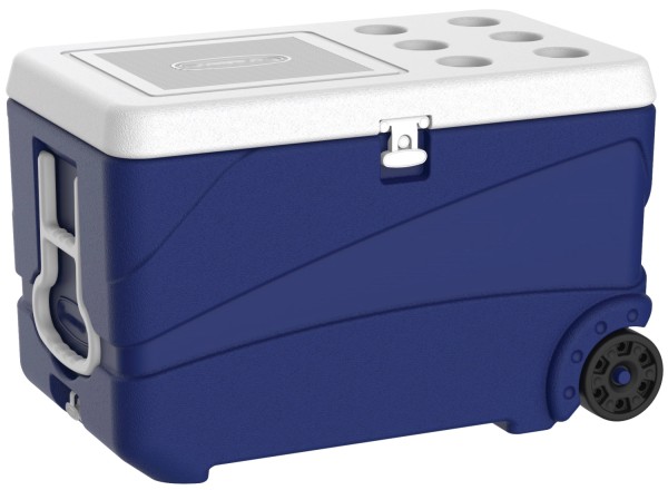 Transportbox isoliert blau 80lt mit Rollen und Deckel