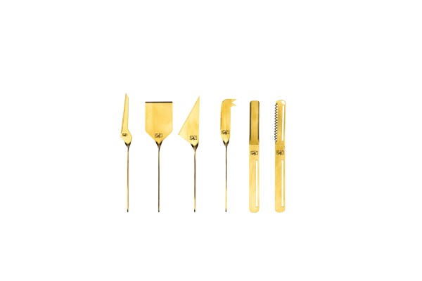 6tlg. Käse- und Buttermesserset gold