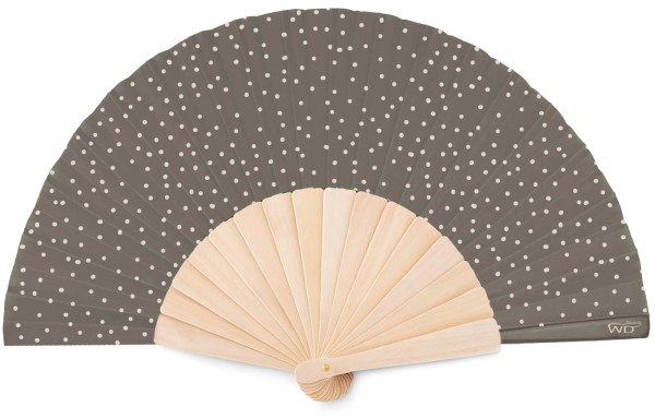 Faltbarer Fächer, Dunkelbraun und Beige